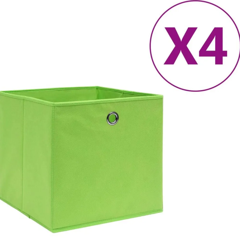 vidaXL Cajas de almacenaje 4 uds tela no tejida 28x28x28 cm Verde