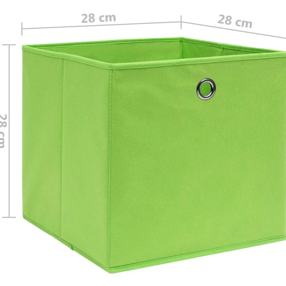 vidaXL Cajas de almacenaje 4 uds tela no tejida 28x28x28 cm Verde