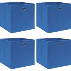 vidaXL Productos Del Hogar-Cajas de almacenaje 4 uds tela azul 32x32x32 cm