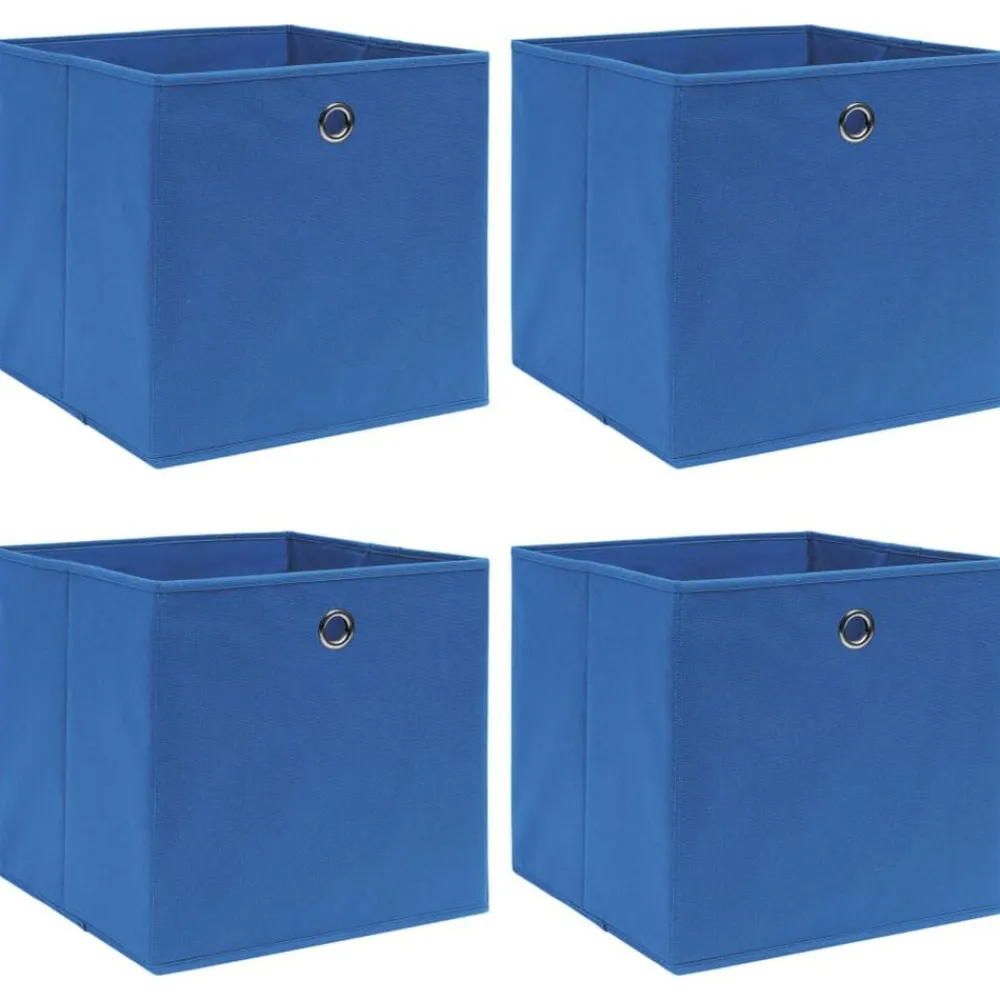 vidaXL Productos Del Hogar-Cajas de almacenaje 4 uds tela azul 32x32x32 cm
