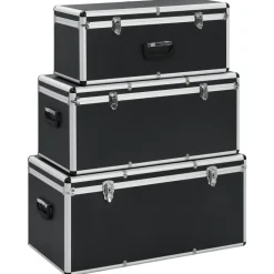 vidaXL Cajas de almacenamiento 3 unidades aluminio Negro Best