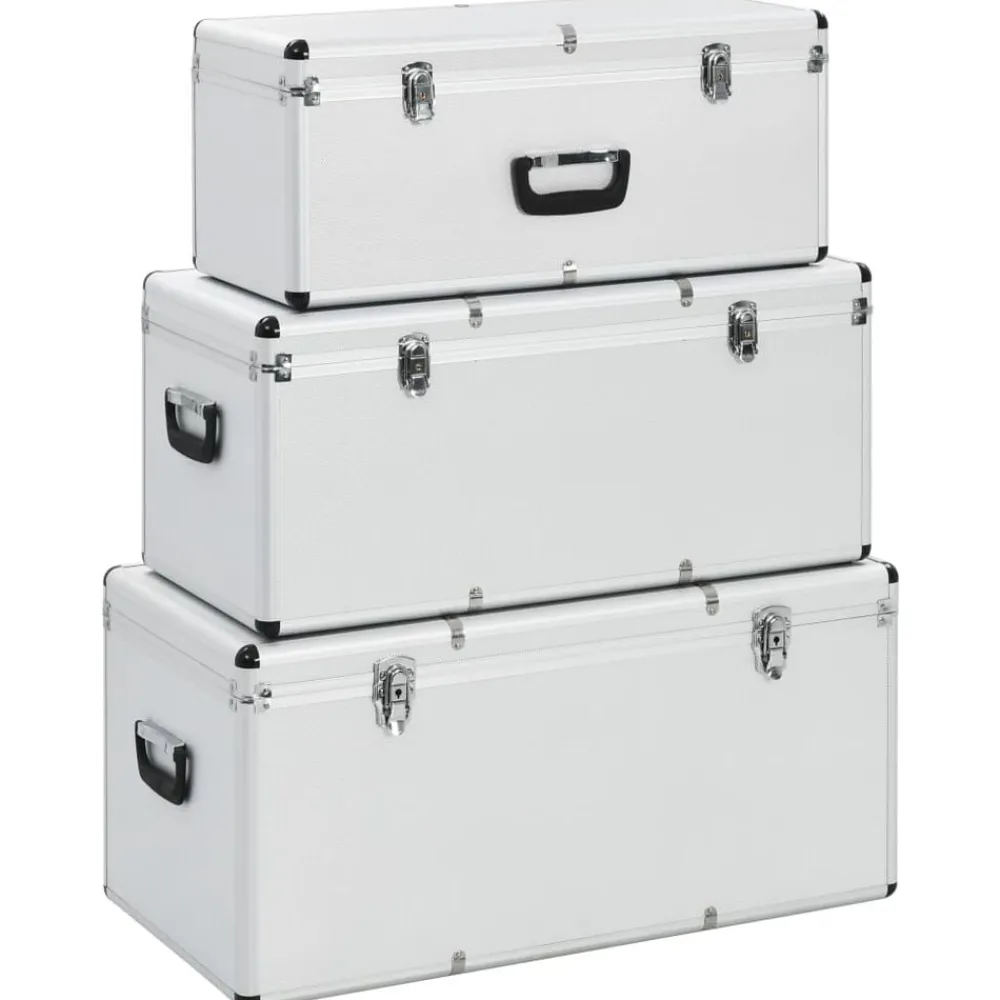 vidaXL Accesorios De Bricolaje-Cajas de almacenamiento 3 unidades aluminio