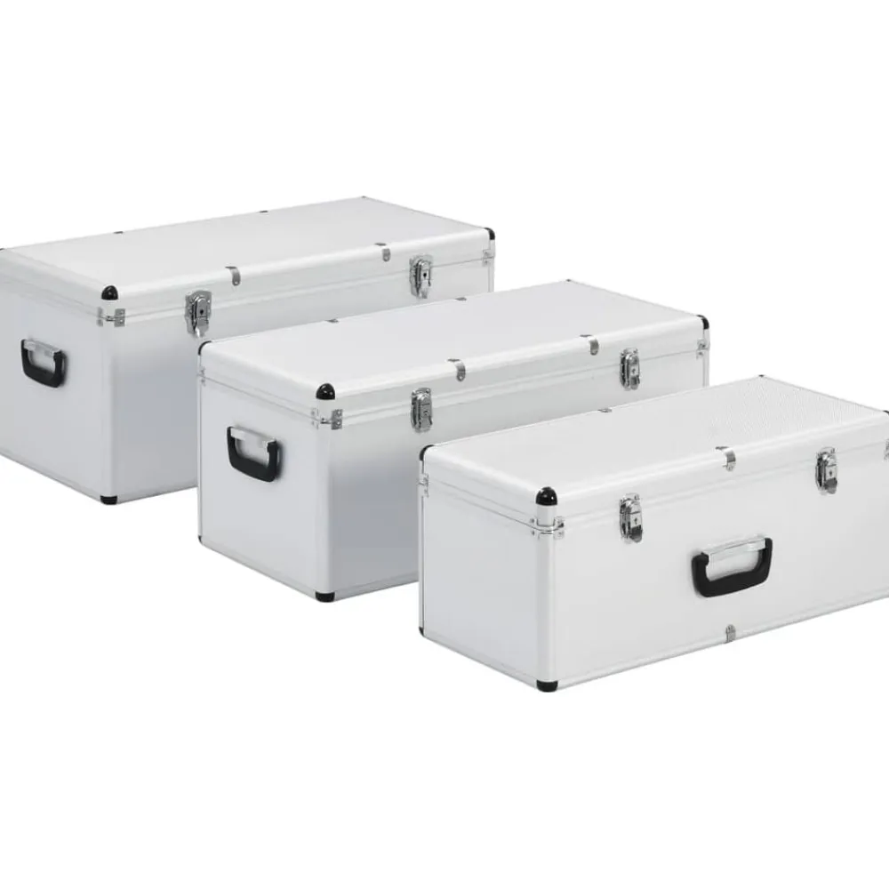vidaXL Accesorios De Bricolaje-Cajas de almacenamiento 3 unidades aluminio
