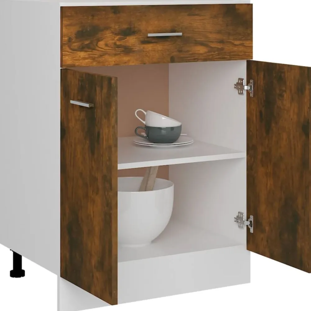 vidaXL Cajón bajo "Lyon" 60x46x81,5 cm Madera de ingeniería Roble ahumado New