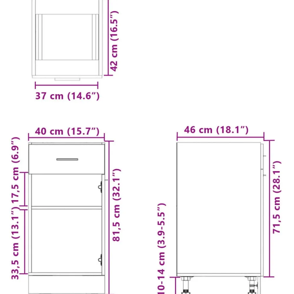 vidaXL Cajón bajo "Lyon" 40x46x81,5 cm Madera de ingeniería Roble Sonoma Online