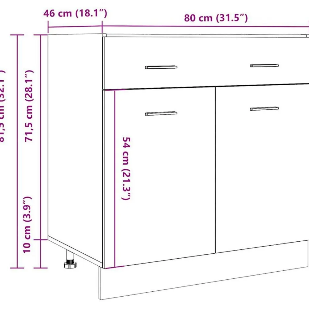 vidaXL Armarios Y Almacenamiento-Cajón inferior "Lyon" de madera vieja, 80 x 46 x 81,5 cm, madera de ingeniería