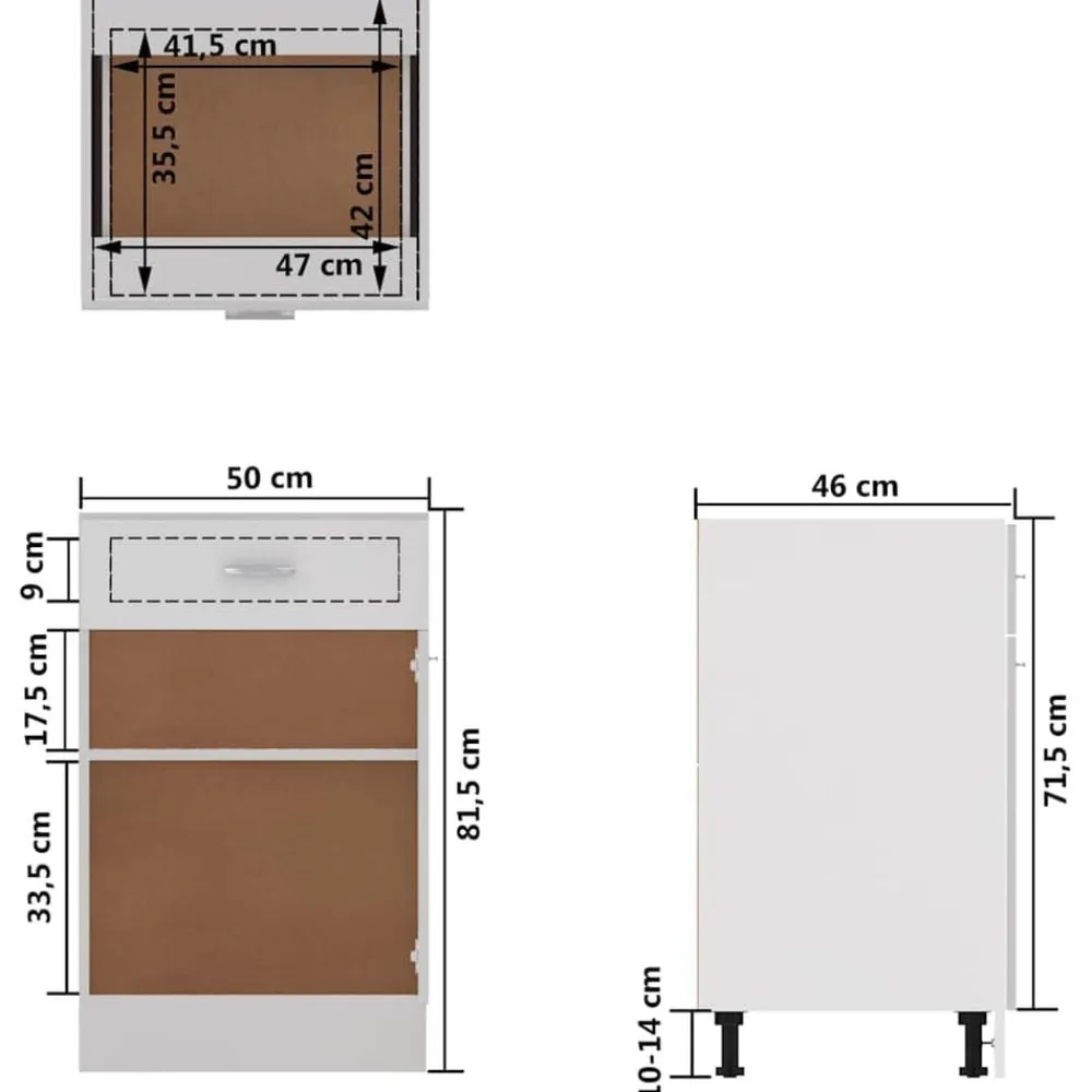 vidaXL Armarios Y Almacenamiento-Cajón inferior "Lyon" 50x46x81,5 cm Madera de ingeniería