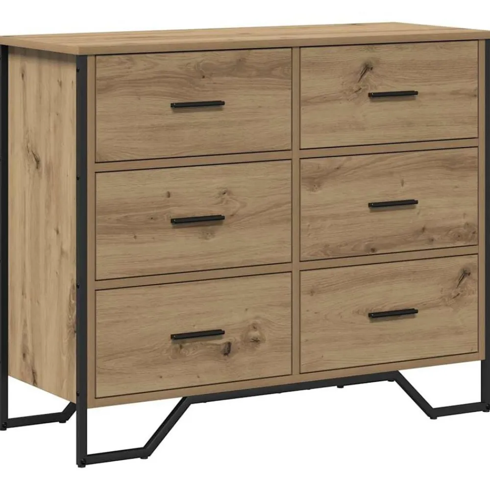 vidaXL Armarios Y Almacenamiento-Cajonera con cajón 2 pcs Roble artesanal 91 x 35,5 x 74,5 cm