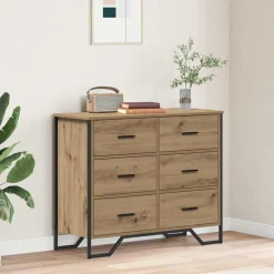 vidaXL Armarios Y Almacenamiento-Cajonera con cajón 2 pcs Roble artesanal 91 x 35,5 x 74,5 cm