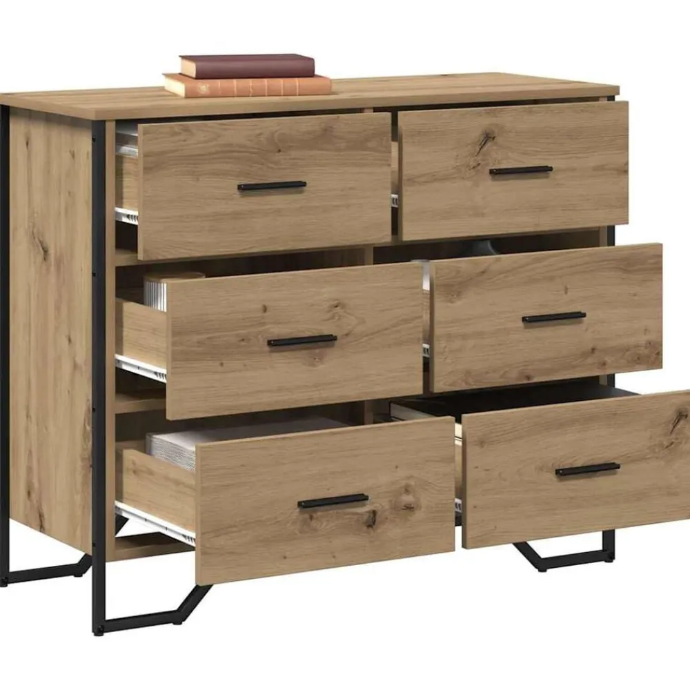 vidaXL Armarios Y Almacenamiento-Cajonera con cajón 2 pcs Roble artesanal 91 x 35,5 x 74,5 cm