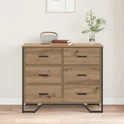 vidaXL Armarios Y Almacenamiento-Cajonera con cajón 2 pcs Roble artesanal 91 x 35,5 x 74,5 cm