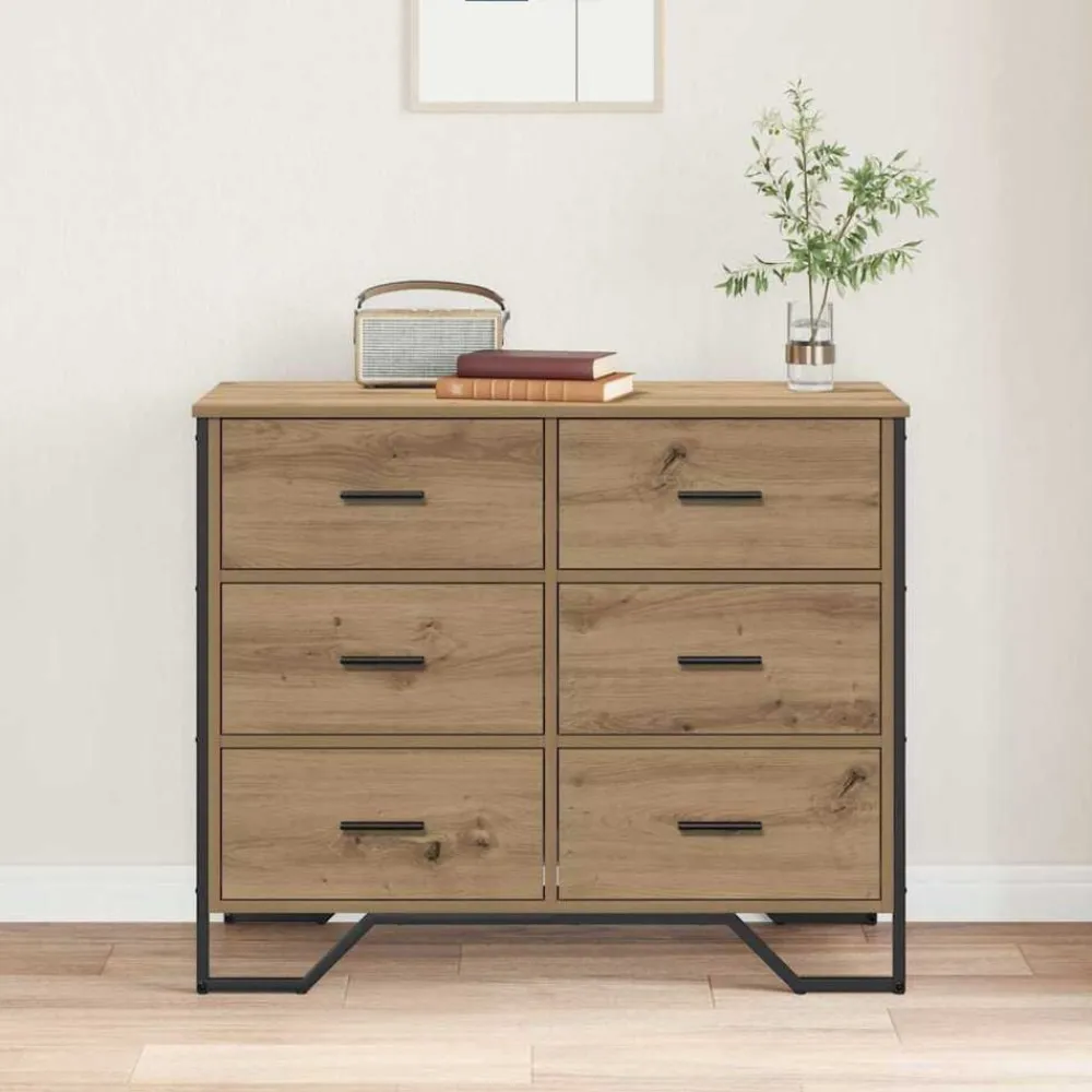 vidaXL Armarios Y Almacenamiento-Cajonera con cajón 2 pcs Roble artesanal 91 x 35,5 x 74,5 cm