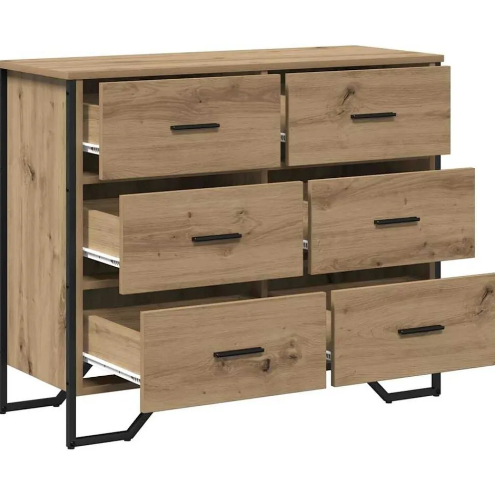 vidaXL Armarios Y Almacenamiento-Cajonera con cajón 2 pcs Roble artesanal 91 x 35,5 x 74,5 cm
