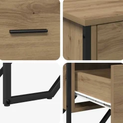 vidaXL Armarios Y Almacenamiento-Cajonera con cajón 2 pcs Roble artesanal 91 x 35,5 x 74,5 cm