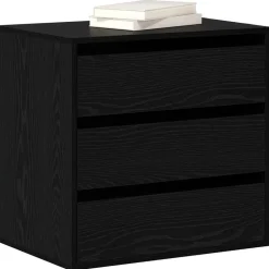 vidaXL Armarios Y Almacenamiento-Cajonera con cajón Negro 60 x 41 x 58 cm Madera de ingeniería