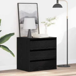 vidaXL Armarios Y Almacenamiento-Cajonera con cajón Negro 60 x 41 x 58 cm Madera de ingeniería