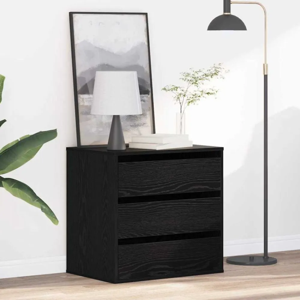 vidaXL Armarios Y Almacenamiento-Cajonera con cajón Negro 60 x 41 x 58 cm Madera de ingeniería