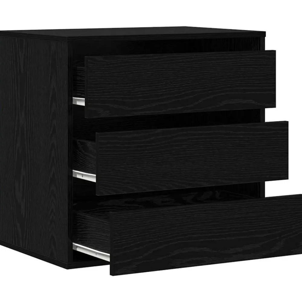 vidaXL Armarios Y Almacenamiento-Cajonera con cajón Negro 60 x 41 x 58 cm Madera de ingeniería