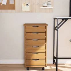 vidaXL Armarios Y Almacenamiento-Cajonera con ruedas MOSS madera maciza pino marrón miel