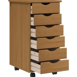 vidaXL Armarios Y Almacenamiento-Cajonera con ruedas MOSS madera maciza pino marrón miel