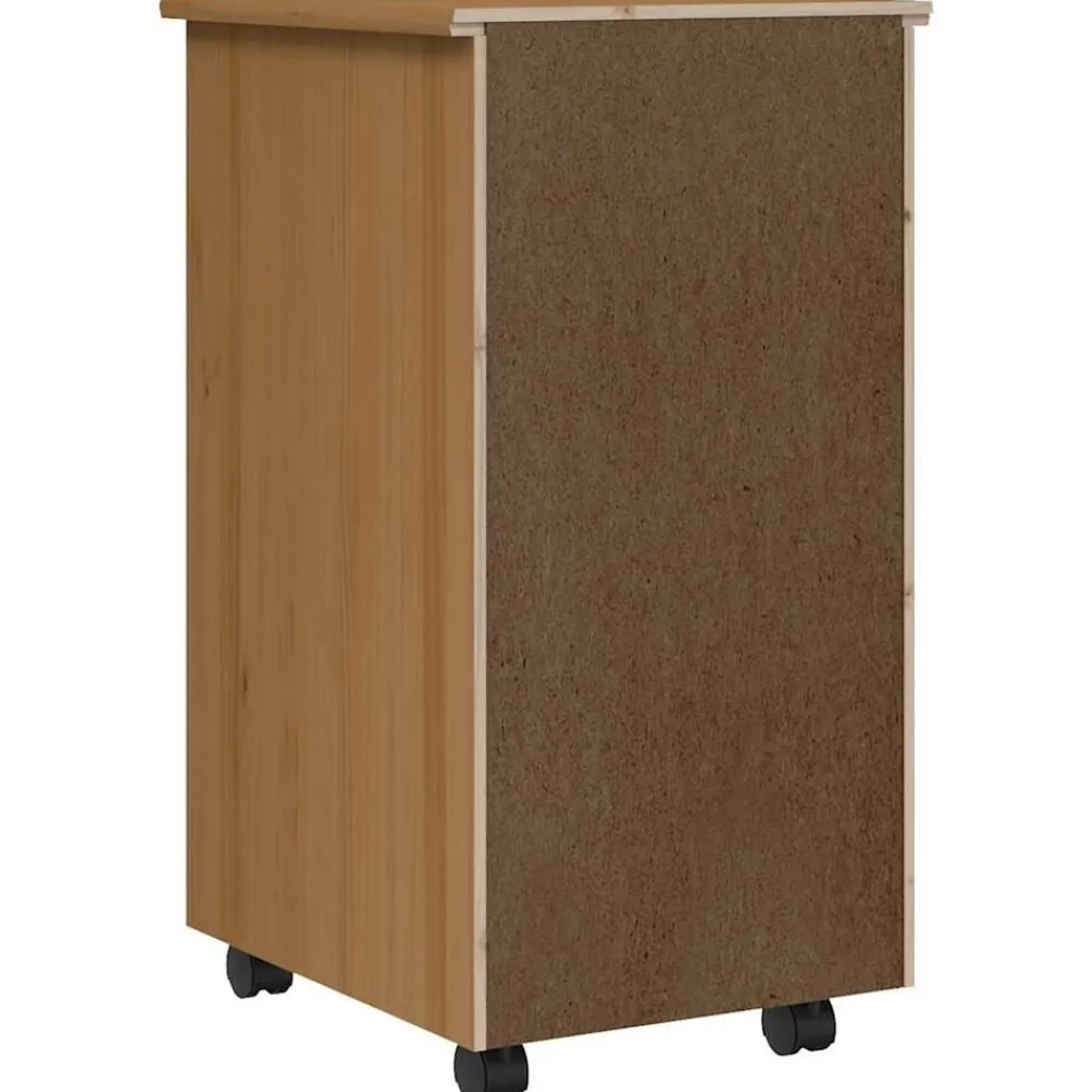 vidaXL Armarios Y Almacenamiento-Cajonera con ruedas MOSS madera maciza pino marrón miel