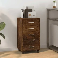 vidaXL Armarios Y Almacenamiento-Cajonera con ruedas madera contrachapada