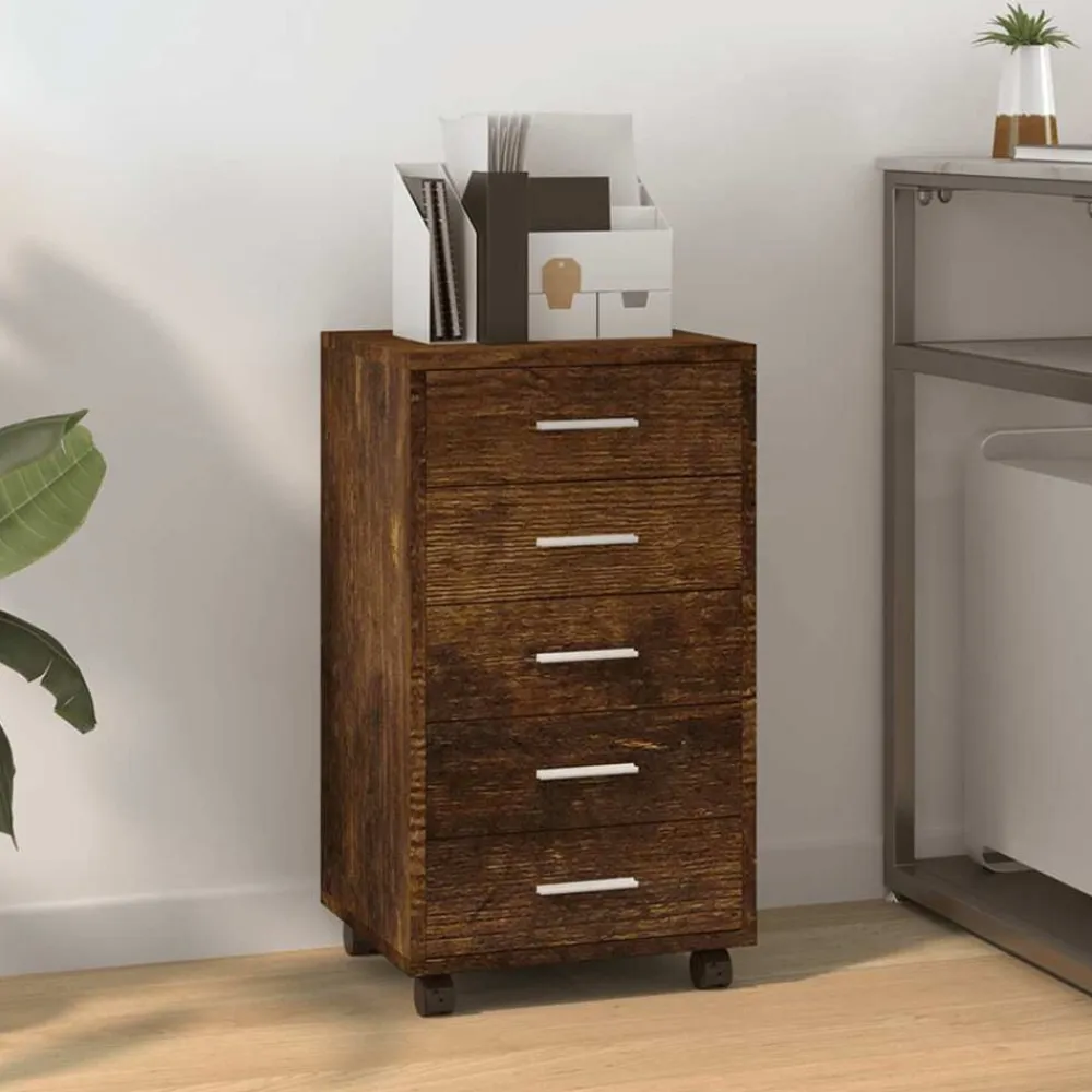 vidaXL Armarios Y Almacenamiento-Cajonera con ruedas madera contrachapada