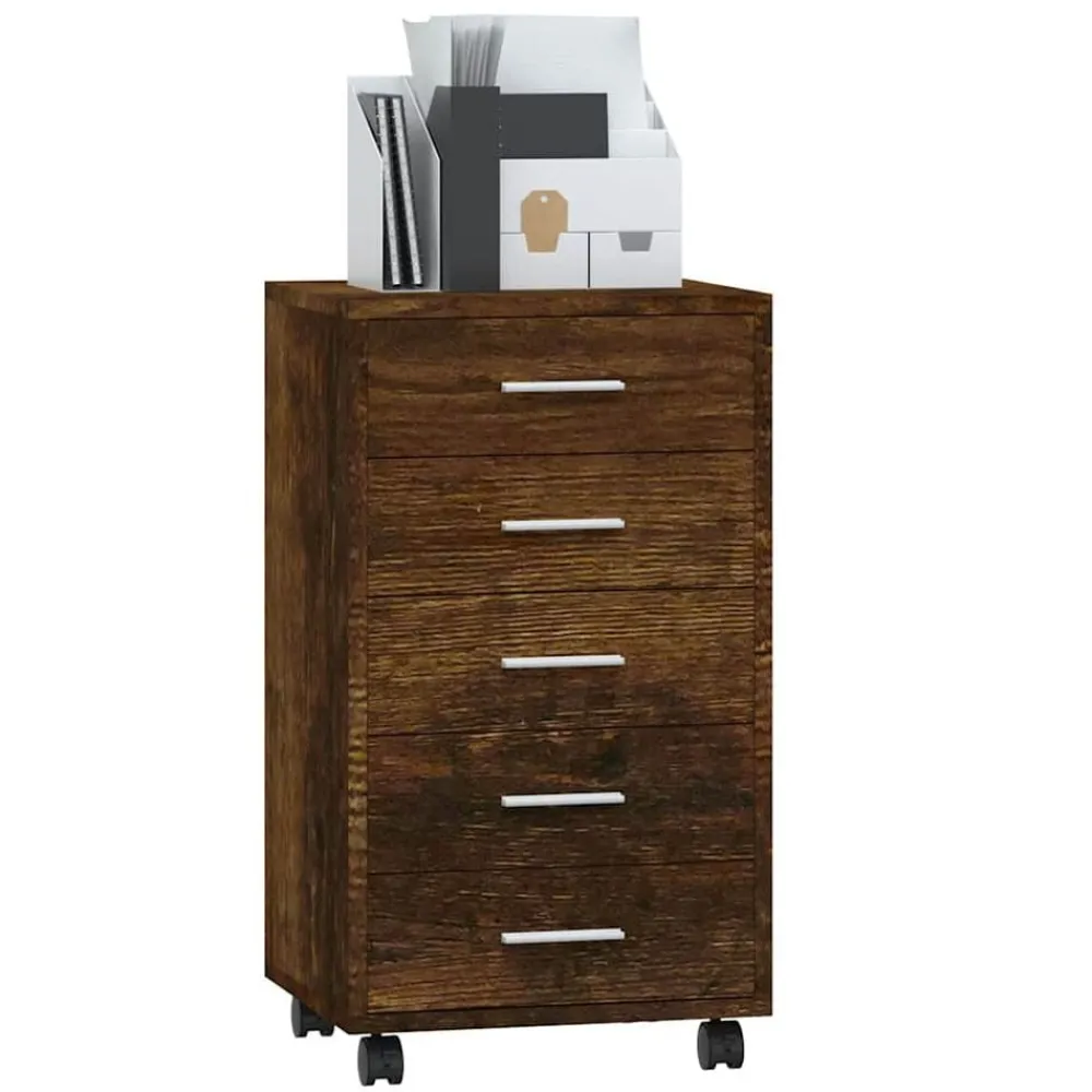 vidaXL Armarios Y Almacenamiento-Cajonera con ruedas madera contrachapada