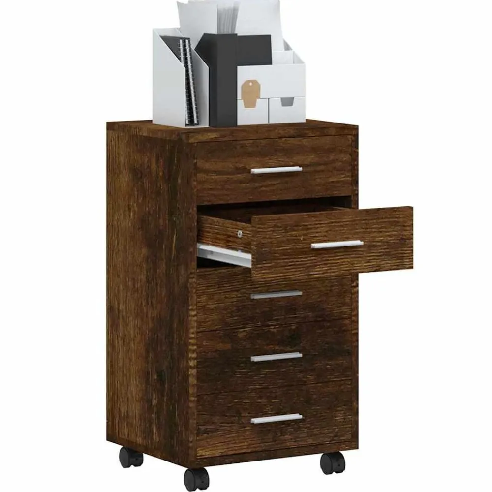vidaXL Armarios Y Almacenamiento-Cajonera con ruedas madera contrachapada