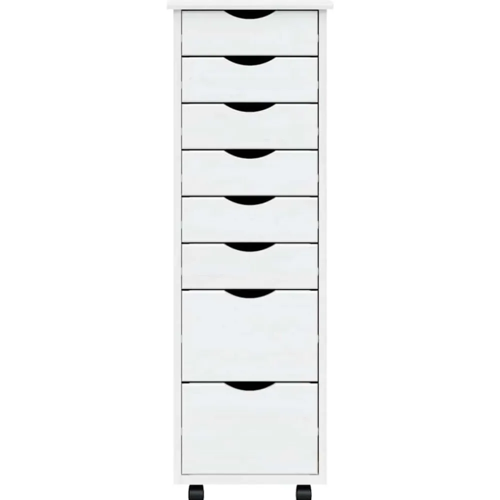vidaXL Cajonera con ruedas MOSS madera maciza de pino Blanco Outlet