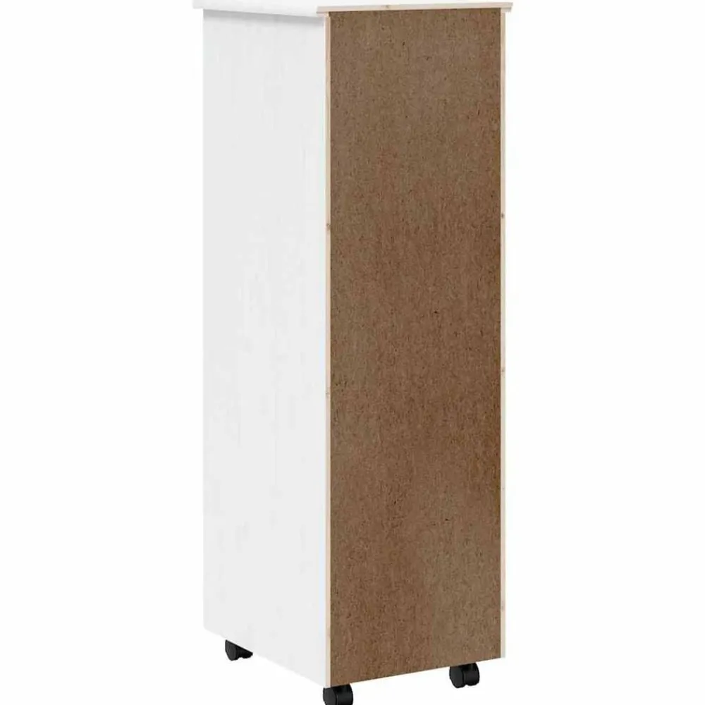vidaXL Cajonera con ruedas MOSS madera maciza de pino Blanco Outlet