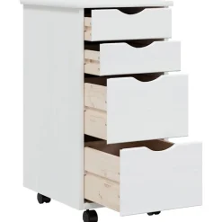 vidaXL Cajonera con ruedas MOSS madera maciza de pino Blanco Best