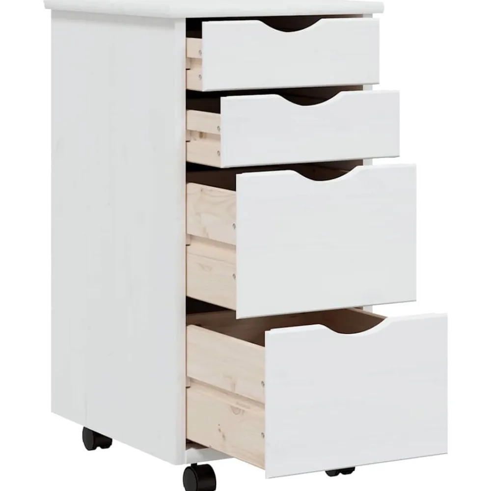 vidaXL Cajonera con ruedas MOSS madera maciza de pino Blanco Best