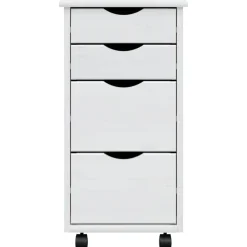 vidaXL Cajonera con ruedas MOSS madera maciza de pino Blanco Best