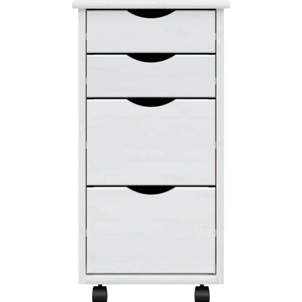 vidaXL Cajonera con ruedas MOSS madera maciza de pino Blanco Best