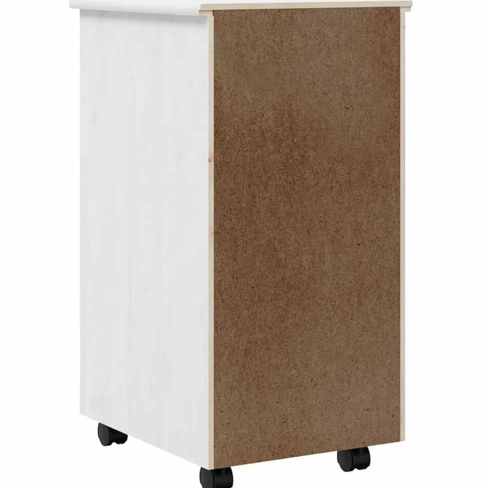 vidaXL Cajonera con ruedas MOSS madera maciza de pino Blanco Best