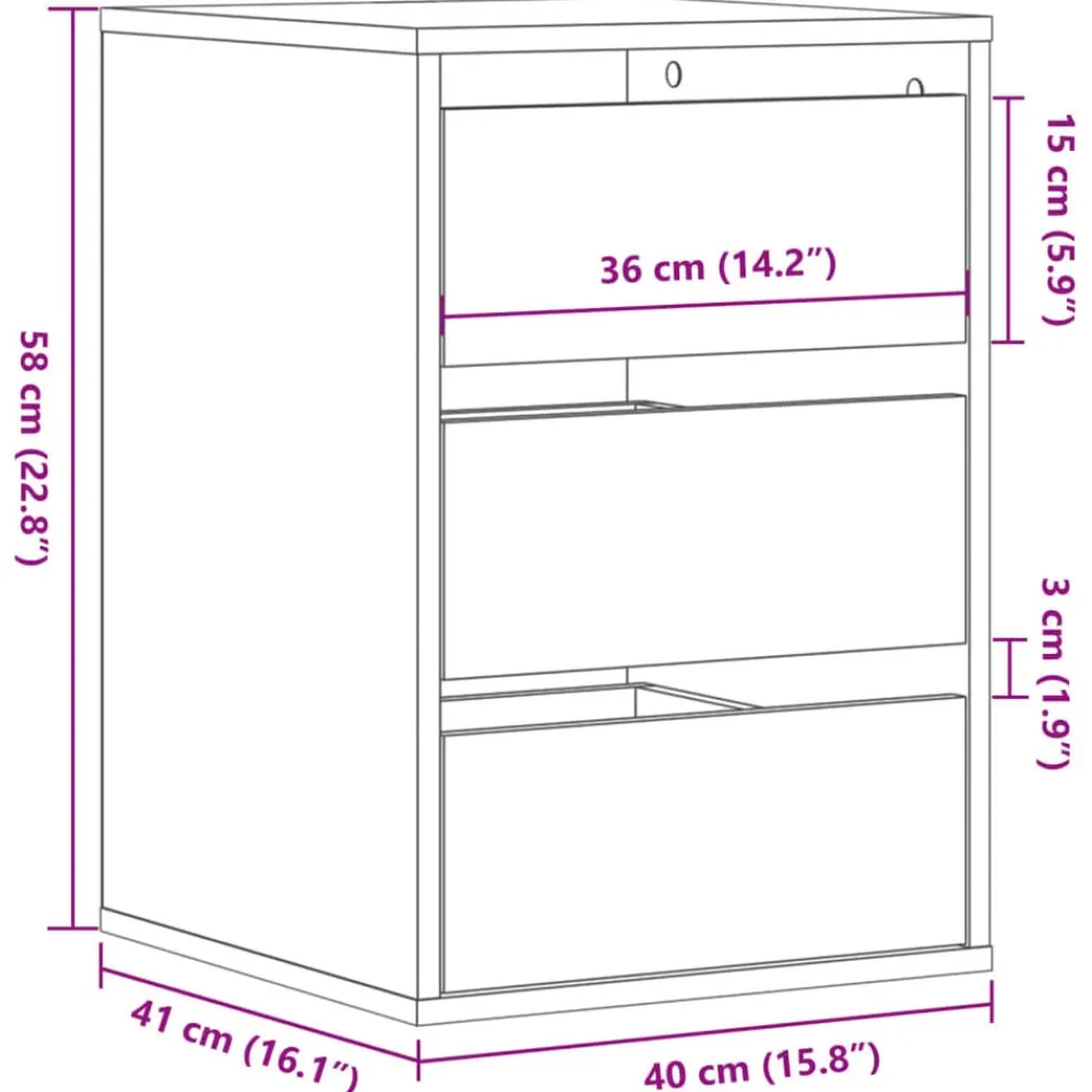 vidaXL Cajonera de esquina madera ingeniería 40x41x58 cm Gris sonoma Sale