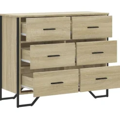vidaXL Armarios Y Almacenamiento-Cajonera de madera de ingeniería 91x35,5x74,5 cm