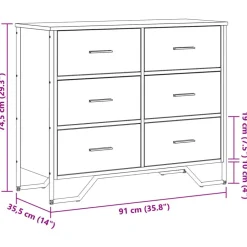 vidaXL Armarios Y Almacenamiento-Cajonera de madera de ingeniería 91x35,5x74,5 cm