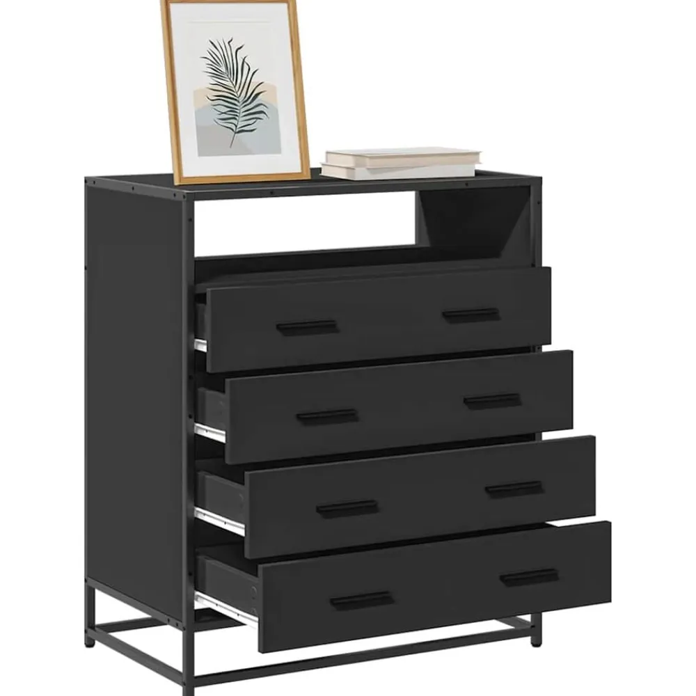 vidaXL Cajonera de madera contrachapada 70x41x83,5 cm Negro Online