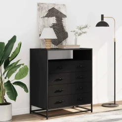 vidaXL Cajonera de madera contrachapada 70x41x83,5 cm Negro Online