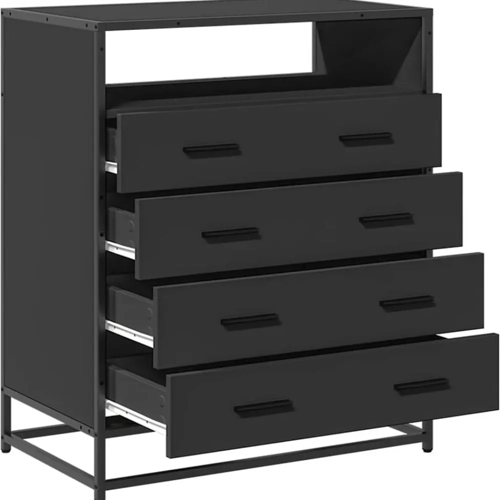 vidaXL Cajonera de madera contrachapada 70x41x83,5 cm Negro Online