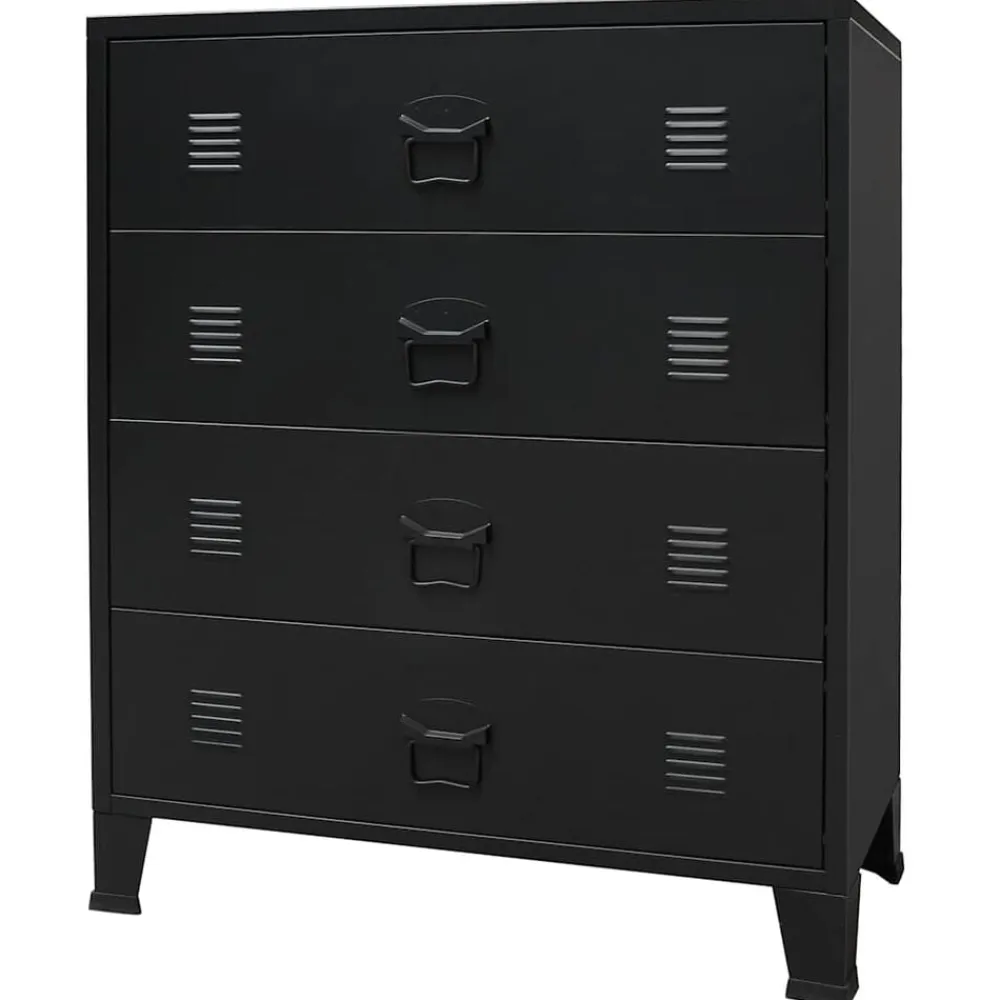 vidaXL Cajonera metálica de estilo industrial 78x40x93 cm Negro Clearance