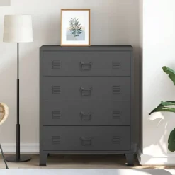 vidaXL Cajonera metálica de estilo industrial 78x40x93 cm Negro Clearance