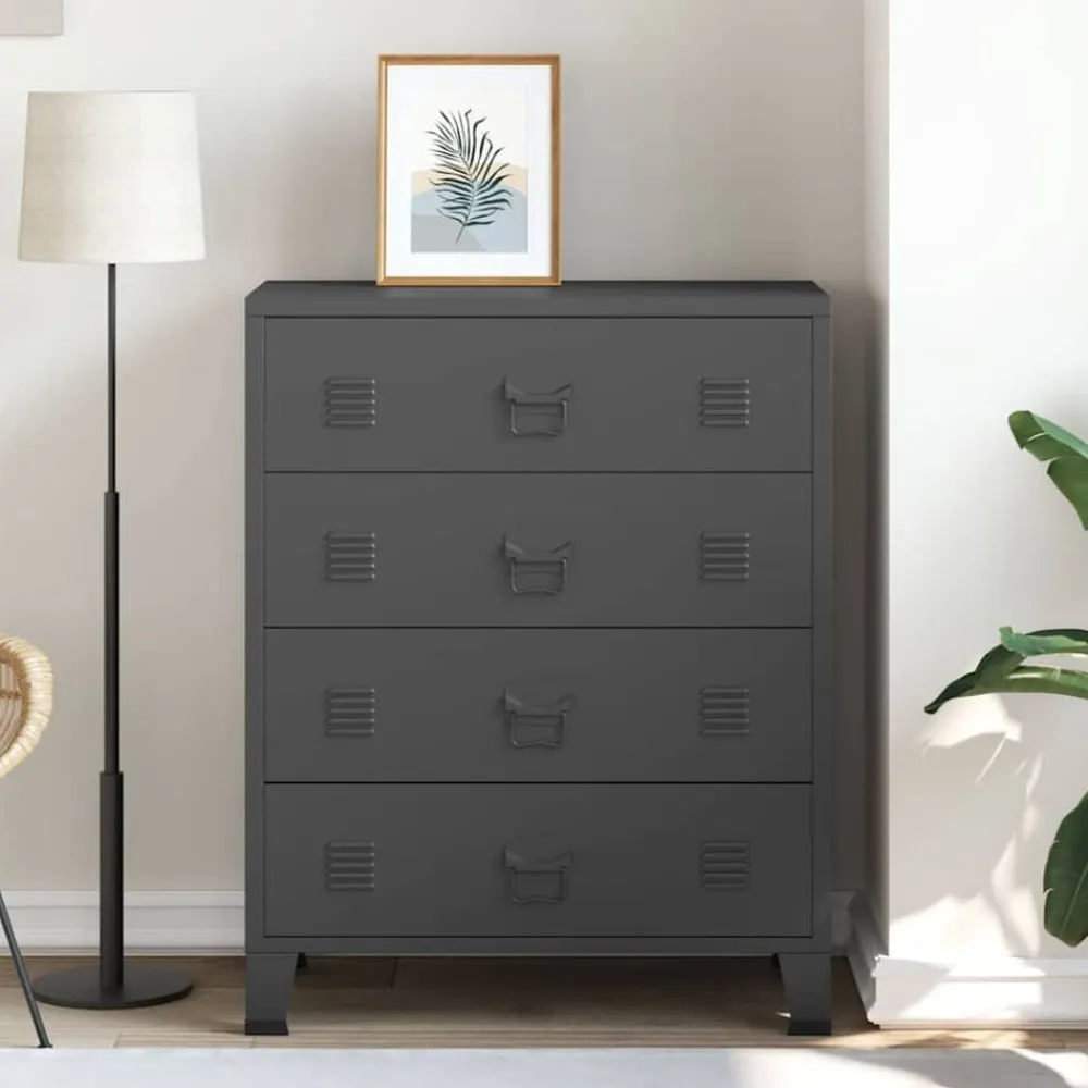 vidaXL Cajonera metálica de estilo industrial 78x40x93 cm Negro Clearance