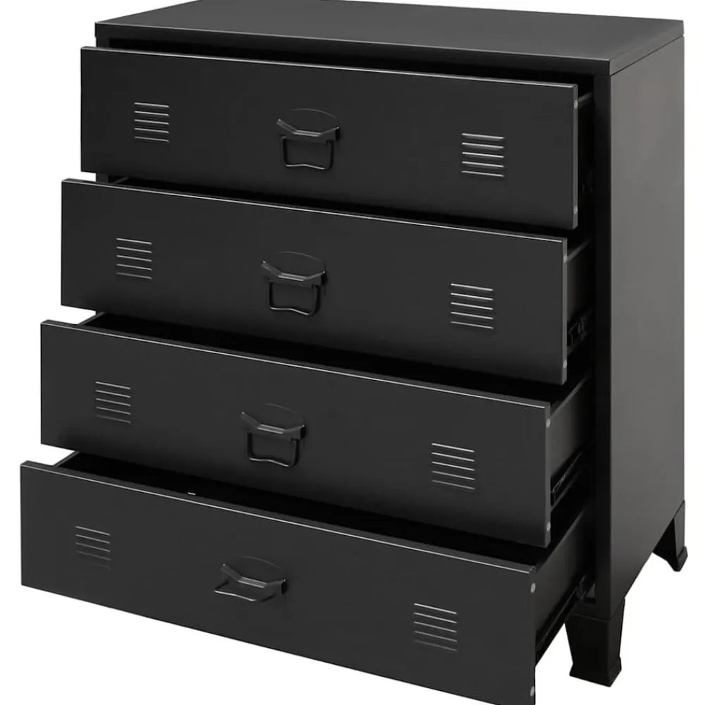 vidaXL Cajonera metálica de estilo industrial 78x40x93 cm Negro Clearance
