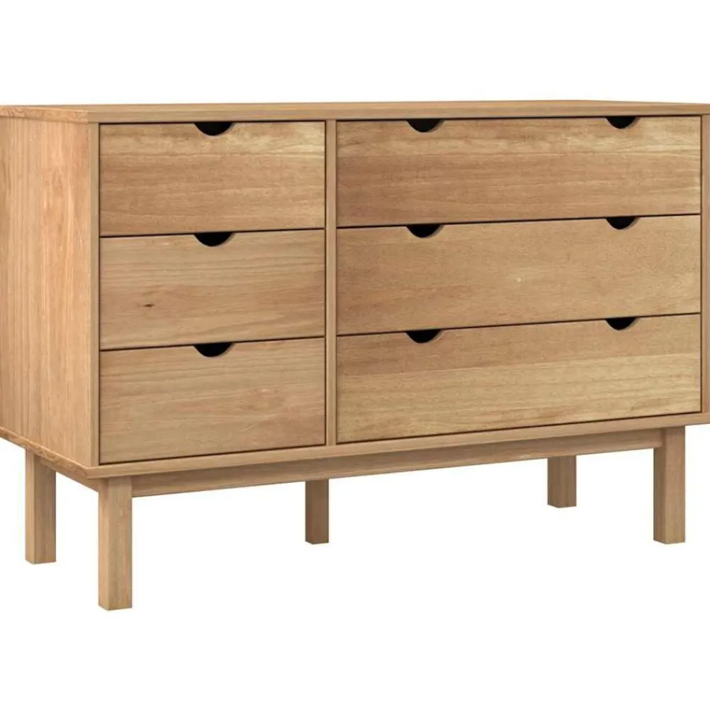 vidaXL Cajonera OTTA madera maciza de pino 111x43x73,5 cm Marrón New