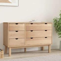 vidaXL Cajonera OTTA madera maciza de pino 111x43x73,5 cm Marr&oacute;n New