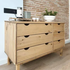 vidaXL Cajonera OTTA madera maciza de pino 111x43x73,5 cm Marrón New