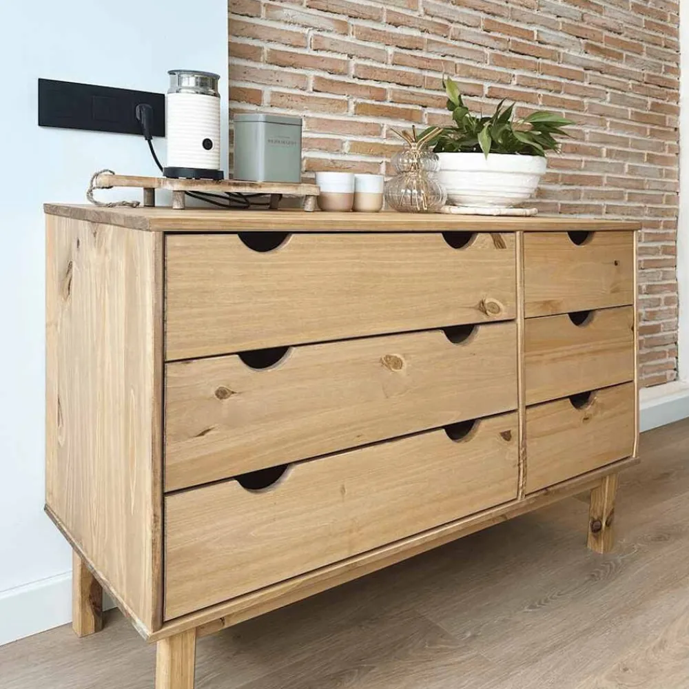 vidaXL Cajonera OTTA madera maciza de pino 111x43x73,5 cm Marrón New